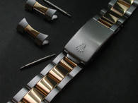 Signed 19mm Tapered To 16mm 2-Tone Oyster Quality Watch Band Bracelet Strap for Mens Old 34mm ROLEX Watch Case