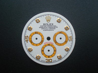 29mm White Dial Marked Rolex Symbol With Golden CZ Rhinestones And Yellow Circle For Mens DAYTONA Watch Fit Chinese 7750 Automatic Movement