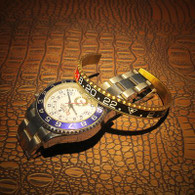 Golden Black-Red Titanium Steel Rolex Watch Bezel Wrist Bangle Bracelet Speedometer GMT Oyster