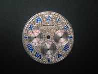 29mm Silver Dial Marked Rolex Symbol With Full CZ Rhinestones And Blue Roman Numerals For Mens DAYTONA Watch Fit Chinese 7750 Automatic Movement