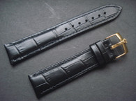 19mm Black Genuine Italy Leather Band Strap With Golden Buckle Marked Crown Logo For The Rolex Watch