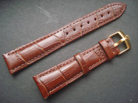 19mm Brown Genuine Italy Leather Band Strap With Golden Buckle Marked Crown Logo For The Rolex Watch