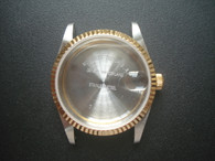 TUDOR Signed Vintage Style of 34mm Stainless Steel 2-Tone PRINCE DATE Watch Case With Fluted Bezel And 19mm Lugs Size Fit ETA 2824 Movement And The Dial In 27.0mm