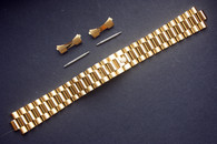 19mm Signed Gold Alloy Plated Golden President Watch Band Bracelet Strap With Curved End Pieces For Old 34mm ROLEX DATEJUST Watch
