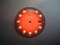 29mm Red Dial Marked Rolex Symbol With Golden CZ Rhinestones For Mens 36mm Golden Or 2-tone DAY-DATE Watch Fit ETA 2836 Or DG 2813 Automatic Movement