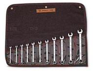 Wright Tool - 11 Pc. WRIGHTGRIP® Metric Combination Wrench Set 12 Pt Full Polish 7mm - 19mm w Denim Roll # 950 - USA Mfg