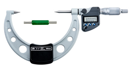 Mitutoyo 342-364-30 - 3 - 4" / 76 mm - 101 mm Digimatic Point Micrometers 30 Deg SPC IP65