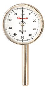 Starrett 196B1 - Back Plunger Dial Indicator .200" Range 0-100 Dial Face .001" Grad - USA