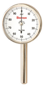 Starrett 196B1 - Back Plunger Dial Indicator .200" Range 0-100 Dial Face .001" Grad - USA
