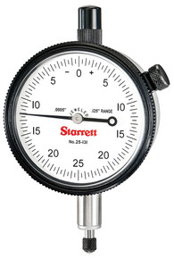 Starrett 25-131J - 0-.125" Dial Test Indicator, 0-.125", .0005" Grads, .050" Range 53232 