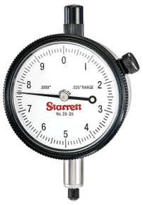 Starrett 25-211J, - 0 - .025" Dial Test Indicator 0 - .025", .0001" Grads, .010" Range 53255