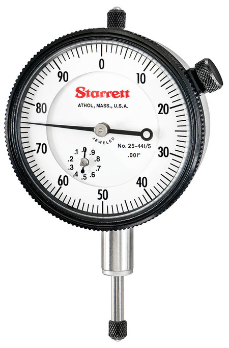 Starrett 25-441/5J - Dial Test Indicator0 -.500", .001" Grads, 3/8 Stem 53293 USA