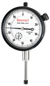 Starrett 25-441P - Dial Indicator with Plain Bearings and Lug-On-Center Back - White Face, 0-1.000" Range, 0-100 Dial Reading, .001" Graduations - USA **Free Shipping**