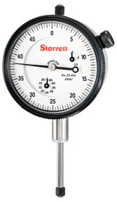 Starrett 25-631J  - Dial Indicator with Jewel Bearings and Lug-On-Center Back - White Face, 0-1.000" Range, 00-50 Continuous Dial.0005" Graduations  USA *