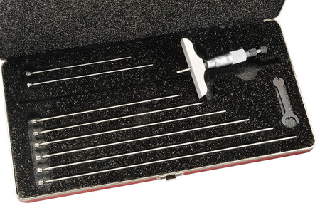 Starrett 445AZ-9RL- Depth Gage Micrometer 0-9" with 3" Base w Case 52216