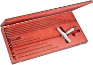 Starrett 445BZ-12RL- Depth Gage Micrometer 0-12" with 4" Base, 12 Rods, Ratchet Stop, Lock Nut w Wood Case 