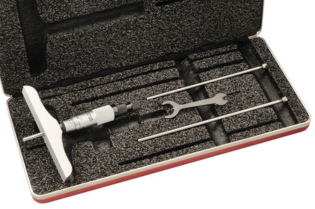 Starrett 445BZ-3RL - Depth Gage Micrometer 0-3" with 4" Base w Case 52220 