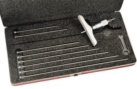 Starrett 445BZ-9RL- Depth Gage Micrometer 0-9" with 4" Base w Case 52228