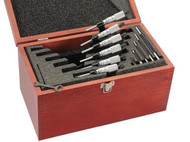Starrett ST436.1CXRLZ - 0 - 6" Outside Micrometer Set.001" Grads Ratchet Thimble & Carbide Anvil-Spindle - USA 