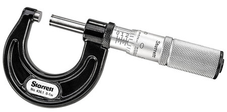 Starrett T436.1XFL-1- Outside Micrometer 0-1" 0.001 Grad. w Friction Thimble & Carbide Anvil-Spindle 67999 