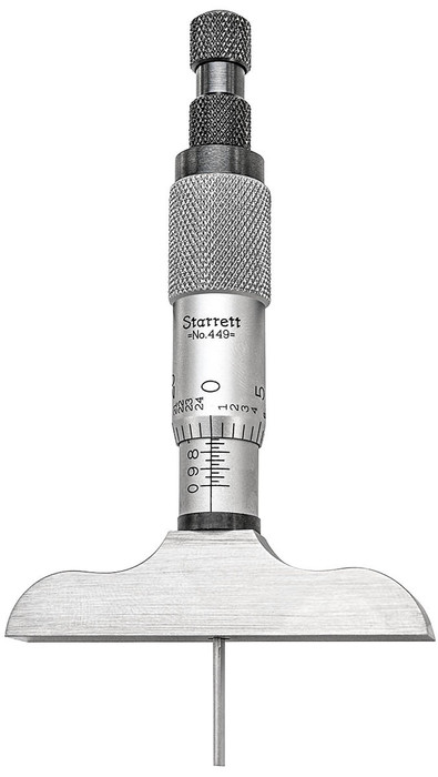 Starrett 449AZ-3R - Depth Micrometer 0-3" 0.0001 Grad w 2-1/2" Base 5231