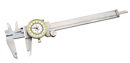 Starrett 1202F-6 - Fractional Dial Calipers for Accurate Measurement with Fitted Plastic Case - White Face, 0-6" Range, -0.002" Accuracy, 0.010" Graduations
