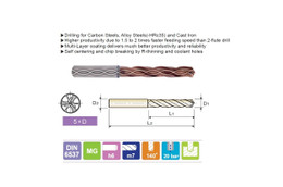 YG DGR495065 - 6.5 x 8 x 53 x 91 Carbide Dream Drill High Feed 5XD, H-Coated w Coolant Hole 