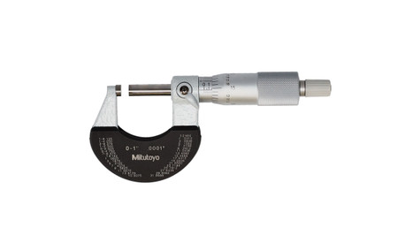 Mitutoyo 102-327-10 - Outside Micromete 0-1", .0001, Insulated Frame, Ratchet Stop, Tapered