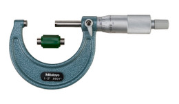 Mitutoyo 103-132 - Outside Micrometer 1" - 2", .0001 RA Hammertone Baked Enamel, Ratchet Stop