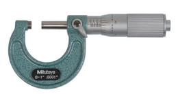 Mitutoyo 103-135 - Outside Micrometer 0-1" .0001, Hammertone Baked Enamel, Friction Thimble
