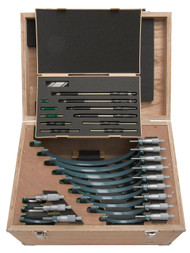 Mitutoyo 103-905-10 - 0-12" Outside Micrometer Set .001 RA W/STD Hammertone Baked Enamel