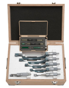 Mitutoyo 103-907-40 - 0-6" Outside Micrometer Set 6 Pc .0001 5 STD Hammertone Baked Enamel