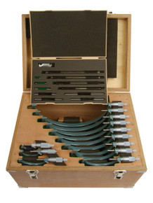 Mitutoyo 103-908-40 - 0 - 12" Outside Micrometer Set 12 Pc .0001 W/STD Hammertone Baked Enamel 