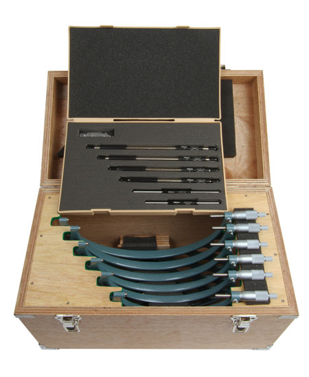 Mitutoyo 103-909 - 6 - 12" Outside Micrometer Set 6 Pc .0001 W/ST Hammertone Baked Enamel