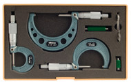 Mitutoyo 103-929 - 0 - 3" Outside Micrometer Set 3Pc .0001 RA W/ST Hammertone Baked Enamel 