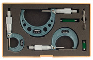 Mitutoyo 103-929 - 0 - 3" Outside Micrometer Set 3Pc .0001 RA W/ST Hammertone Baked Enamel