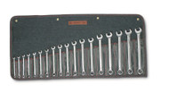 Wright Tool - 18 Pc.  WRIGHTGRIP® Metric Combination Wrench Set 12 Pt Full Polish 7mm - 24mm w Denim Roll USA Mfg