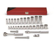 Wright Tool 340 - 3/8" 29 Pc Dr Standard & Deep Socket Set Set 12 Pt USA