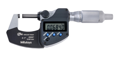 Mitutoyo 293-344-30 - Digimatic Micrometer, Range: 0-1"/0-25.4 mm, IP65, RA Thimble