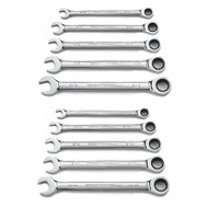 GearWrench - 10 Pc. 12 Point SAE/Metric Combination Ratcheting Wrench Set 5/16 - 9/16, 8mm - 14mm