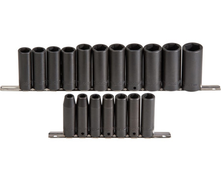 Proto J72149M - 1/2" Drive 18 Piece Metric Deep Impact Socket Set - 6 Point 10mm - 27mm USA