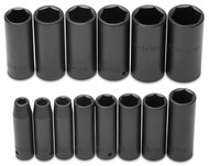 Proto - 1/2" Drive 15 Piece SAE Deep Impact Socket Set 6 Point 3/8" - 1-1/4"  USA Mfg