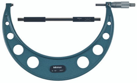 Mitutoyo 103-186 - Outside Micrometer 9 - 10", .001", Baked Enamel, Ratchet Stop