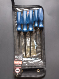 Wright Tool 9475 - Phillips & Slotted Screwdriver 5 Piece Set Large Ergonomic Handle w/Pouch - #2, 3/16" - 5/16"