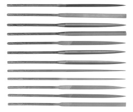 Simonds 83551500 -12 Pc 6-1/4 Needle File Set, Knurled Handle, 2 Cut 