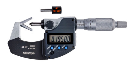 Mitutoyo 314-351-30 - Digimatic Micrometer V-Anvil w Groove, 3 Flute .05"-.6" /.00005" SPC 