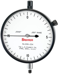 Starrett 656-234J -Dial Indicator 0.0005" Grad, 0-20 Dial Reading w Jewel Bearings 53705 USA