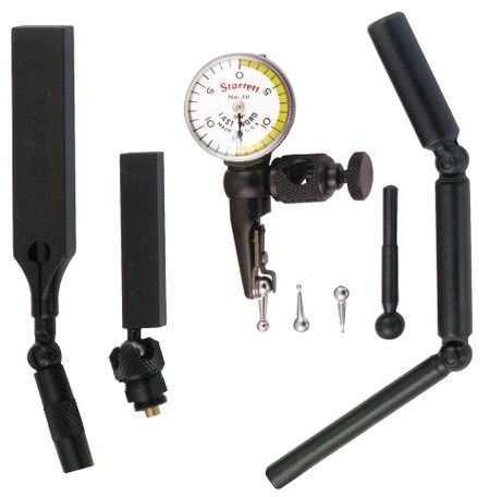 Starrett 711GCSZ - Last Word Dial Test Indicator Complete w All Attachments, .001" Grad, .030 Range 0-15-0 Dial Reading 52943
