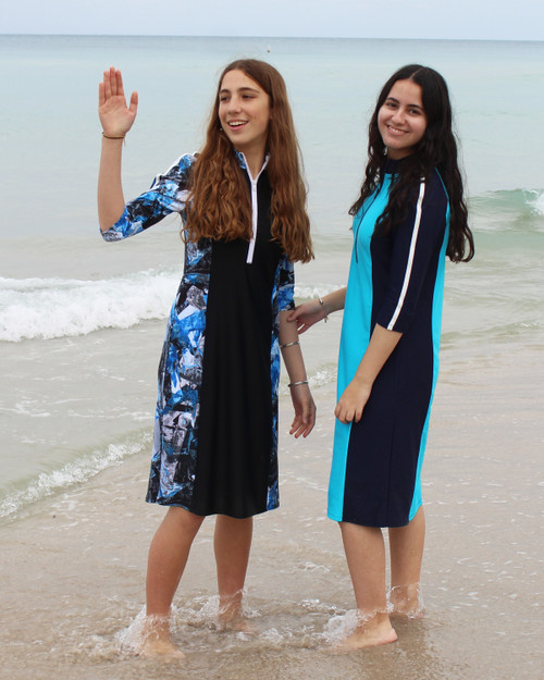 Aqua Modesta Ladies swim dress with zipper style 2633 - Aqua Modesta