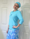 Ladies hair covering in style A in Aqua to match style 2630 Aqua Floral